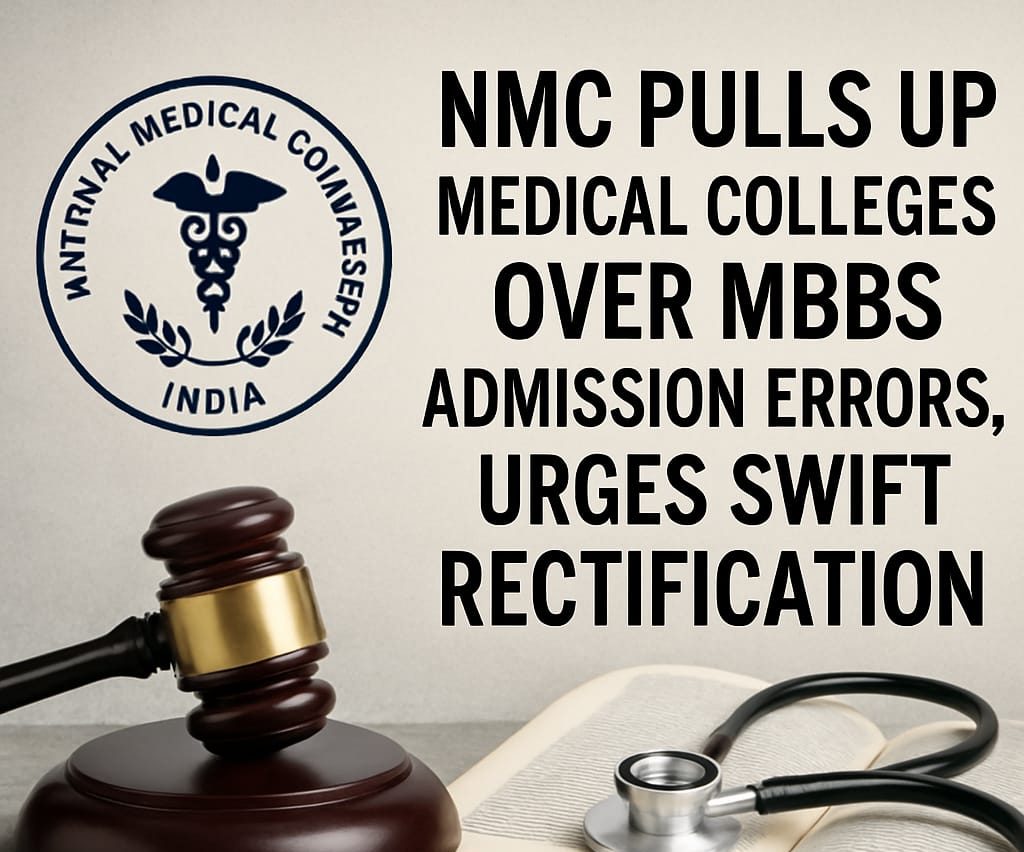 “NMC Pulls Up Medical Colleges Over MBBS Admission   Errors, Urges Swift Rectification”
