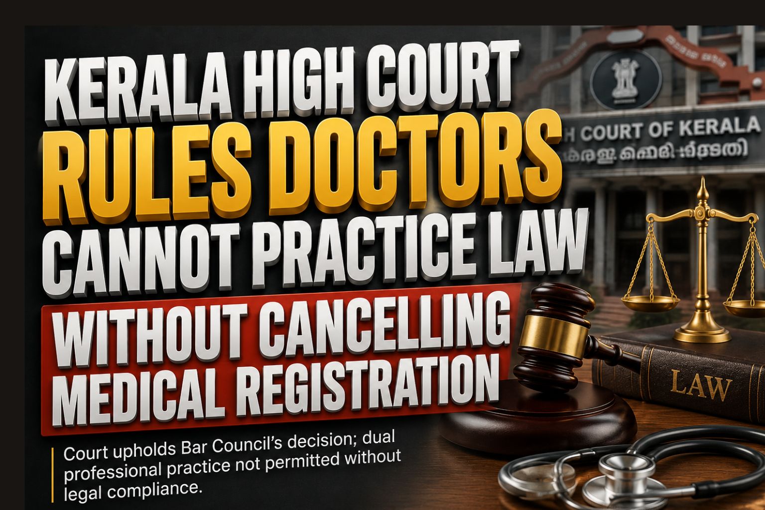 Kerala High Court Rules Doctors Cannot Practice Law Without Cancelling Medical Registration