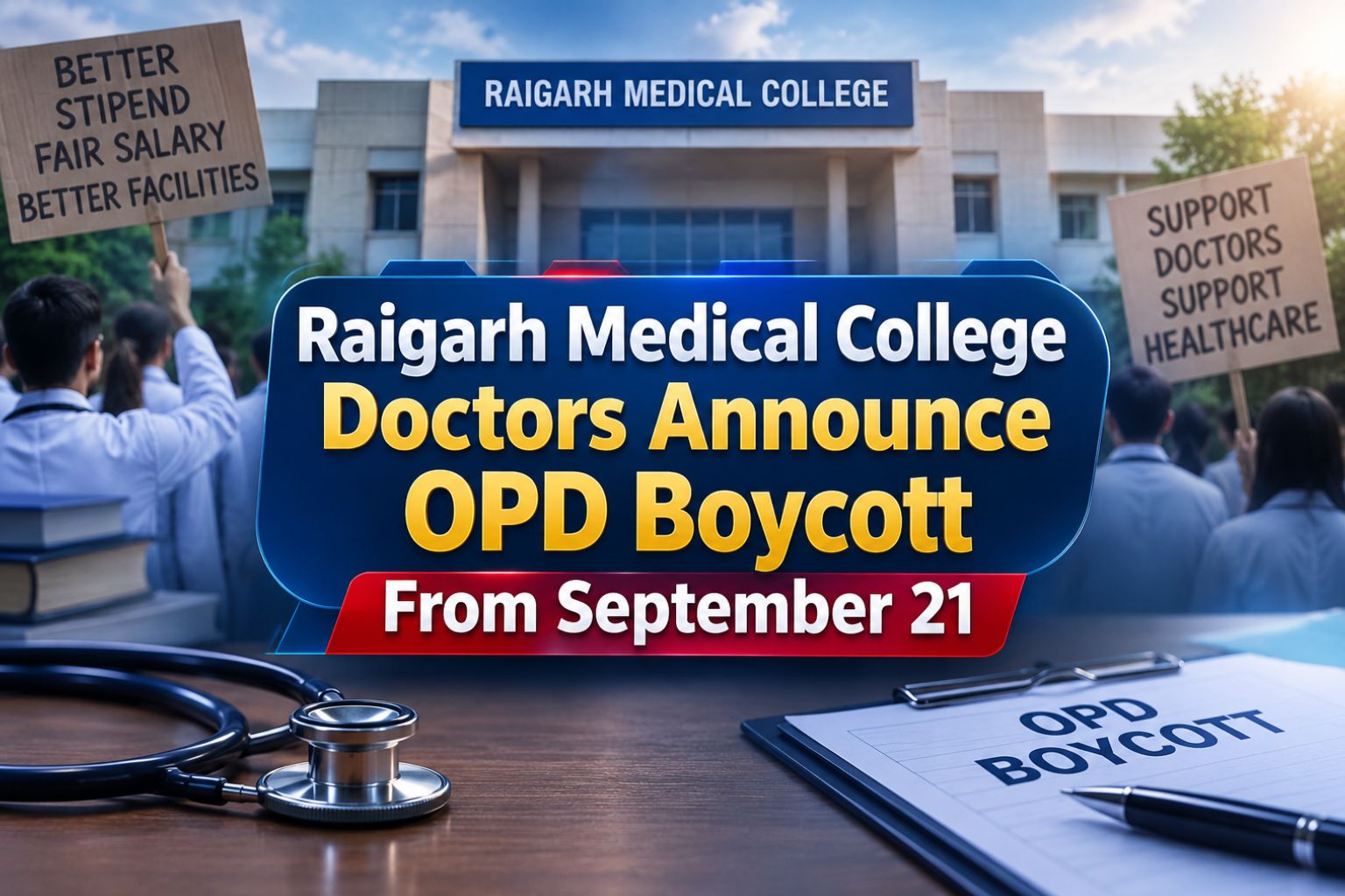 Raigarh Medical College Doctors Announce OPD Boycott Over Stipend and Salary Demands